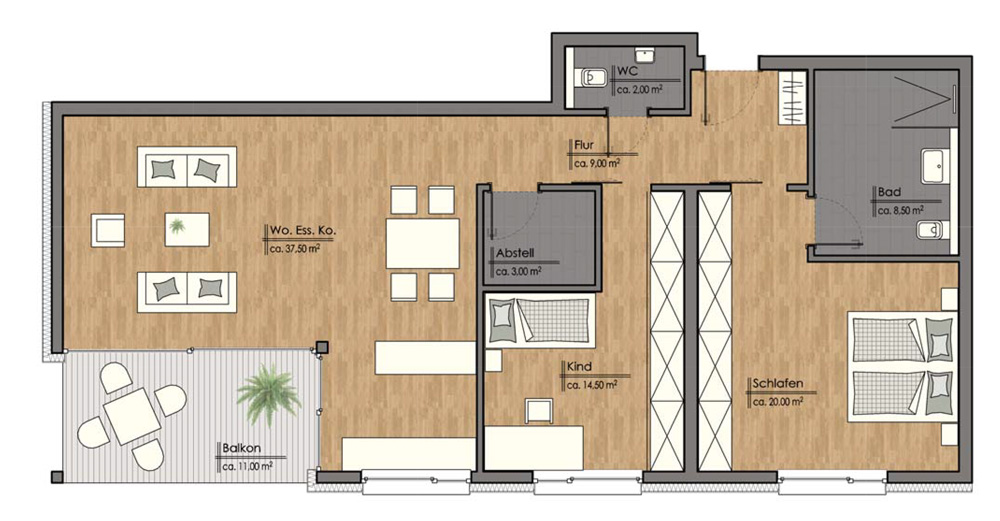 3 Zimmer Wohnung Referenz 07 2. OG